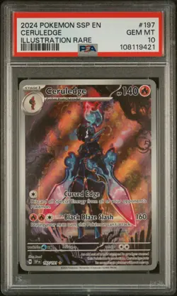 2024 POKEMON SSP EN-SURGING SPARKS ILLUSTRATION RARE #197 CERULEDGE PSA 10 - Image 1