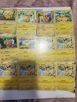 Lot Of 12 NON HOLO Pikachu Pokemon TCG Cards - Image 1