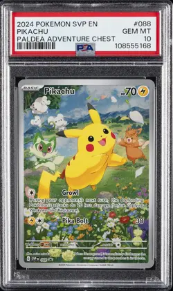 2024 POKEMON SVP EN-SV BLACK STAR PROMO PALDEA ADVENTURE CHEST PIKACHU PSA 10 - Image 1