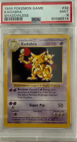 1999 Pokemon Game Kadabra Shadowless Mint 9 - Image 1