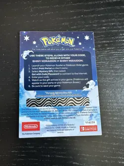Shiny Koraidon & Miraidon Pokemon Scarlet Violet Code Card - Gamestop - Image 1