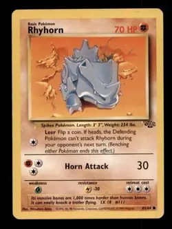 4x Pokemon Card WOTC Rhyhorn Jungle 61/64 MODERATELY PLAYED Non-Holo Common TCG! - Image 1