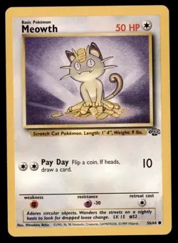 4X Pokemon Card Meowth Jungle 56/64 LIGHTLY PLAYED Non-Holo Common TCG!!!!!!!!!! - Image 1