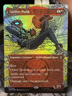 Spider-Punk #210 FOIL SHOWCASE NM/M MTG Spiderman Magic Card Marvel Borderless - Image 1