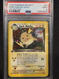 Pokemon TCG Dark Raichu 1st Edition Secret Rare Holo Card PSA9 - Image 1