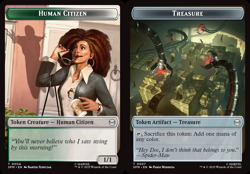 4x Human Citizen (4) // Treasure (7) Token - Foil MTG Marvel's Spider-Man NM Mag - Image 1