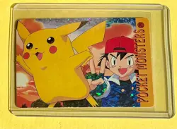 PIKACHU ASH In Flight Pokemon Pocket Monsters Vending Prism Sticker Holo NM Foil - Image 1