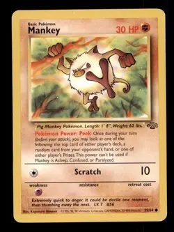 4x Pokemon Card WOTC Mankey Jungle 55/64 MODERATELY PLAYED Non-Holo Common TCG!! - Image 1