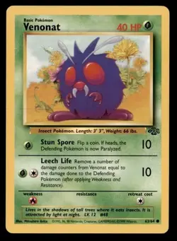 4X Pokemon Card Venonat Jungle 63/64 LIGHTLY PLAYED Non-Holo Common TCG!!!!!!!!! - Image 1