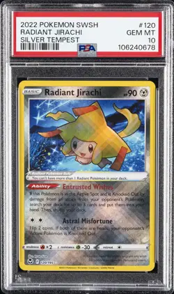 2022 POKEMON SWORD & SHIELD SILVER TEMPEST #120 RADIANT JIRACHI PSA 10 - Image 1