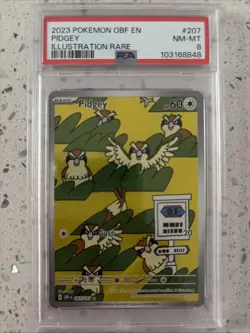 2023 Pokemon OBF EN Pidgey Illustration Rare PSA 8 NM-MT - Image 1