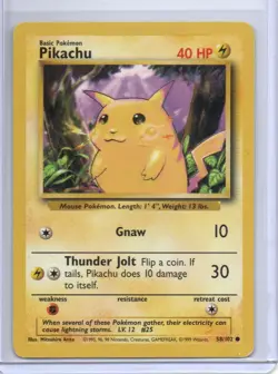 Pokemon Base Set Pikachu #058/102 Common Vintage Unlimited - Image 1