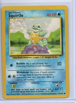 Pokemon Base Set Squirtle #063/102 Common Vintage Unlimited - Image 1