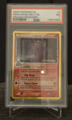 Heracross 3 Dragon Frontiers Reverse Holo Rare PSA 7 2006 Pokemon Card Game - Image 1