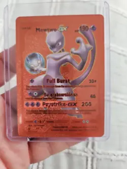 Mewtwo GX Psystrike & V Super Psy Foil Fan Art Vinyl Textured Collector Card Red - Image 4