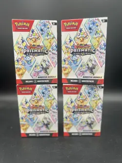 (x4) Pokemon Scarlet & Violet Prismatic Evolutions Booster Bundle TCG Cards - Image 1