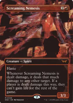 MTG Screaming Nemesis (Borderless) Normal NM Duskmourn: House of Horror Magic 34 - Image 1