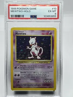 Pokemon TCG Mewtwo 10/102 Base Set Holo Rare PSA 6 - Image 1