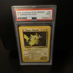 PSA 9 MINT Lt. Surge's Pikachu 081/132 Gym Heroes Pokemon TCG - Image 1