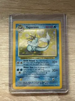 Pokemon TCG Vaporeon Holo Rare Card 12/64 Jungle No Symbol Error - LP+ - Image 3