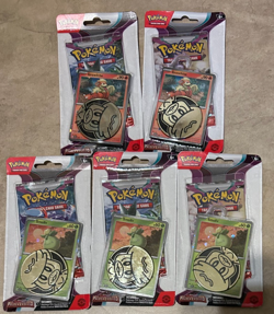LOT 5 Pokemon Paldea Evolved Blister Booster Packs + Promo Card &Coin NEW Sealed - Image 1