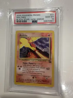 2000 POKEMON PROMO BLACK STAR TOSHINAO AOKI ERR #21 MOLTRES PSA 10 - Image 1
