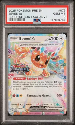 2025 POKEMON PRE EN-PRISMATIC EVOLUTIONS SURPRISE BOX EXCLUSIVE EEVEE EX PSA 10 - Image 1