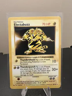 ELECTABUZZ 1999 POKEMON ORIGINAL BASE SET RARE SHADOWLESS 20/102 LP VINTAGE - Image 1
