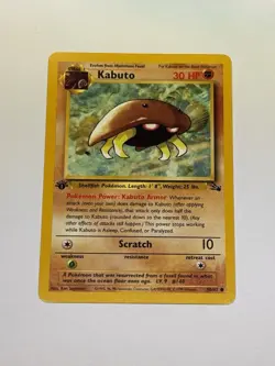 1st Edition Kabuto 50/62 Fossil Common Pokemon TCG Vintage WotC 1999 NM - Image 1