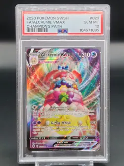 2020 Pokemon Sword Shield Pokemon TCG Alcremie VMAX #023 Champions Path PSA 10 - Image 1