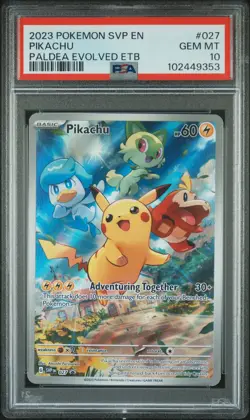 2023 POKEMON SVP EN-SV BLACK STAR PROMO #027 PIKACHU PSA 10 - Image 1
