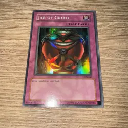 Yu-Gi-Oh! Jar of Greed LON-047 Super Rare Unlimited Ed Legacy of Darkness LP - Image 1