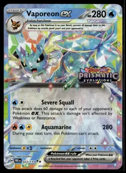 Vaporeon ex 023/131 Prismatic Evolutions Stamped Promo English Pokemon Card (LP) - Image 1
