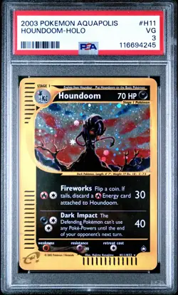 2003 POKEMON AQUAPOLIS #H11 HOUNDOOM-HOLO PSA 3 - Image 1