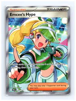 💥 Emcee's Hype - 220/182 Ultra Rare Holo NM Pokemon SV10: Destined Rivals - Image 1