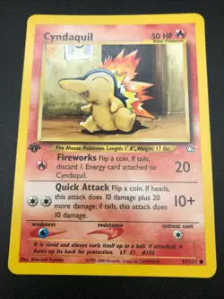 Cyndaquil 1st Edition 57/111 Neo Genesis Pokemon Vintage NM 2000 WOTC - Image 1