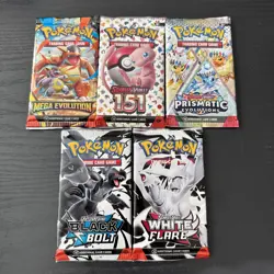 Pokemon TCG Pack Lot Of 5 Packs! Mega Evolutions, 151, Prismatic, BB, WF - Image 1