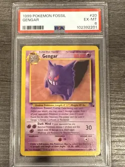 Gengar 1999 Pokemon Fossil Unlimited Non-Holo Rare 20/62 WOTC PSA 6 - Image 1