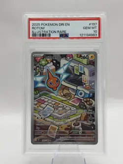 2025 POKEMON DRI EN-DESTINED RIVALS ILLUSTRATION RARE #197 ROTOM PSA 10 - Image 1