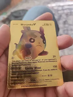 Pokemon Morpeko V 170hp Gold Foil Fan Art Collector Card TCG Rainbow - Image 1