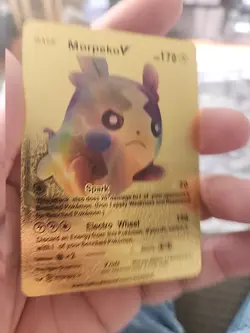 Pokemon Morpeko V 170hp Gold Foil Fan Art Collector Card TCG Rainbow - Image 2