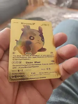 Pokemon Morpeko V 170hp Gold Foil Fan Art Collector Card TCG Rainbow - Image 3