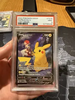 Pikachu v TG16/TG30 Swsh11: Lost Origin Trainer Gallery Holo Card PSA 9 Mint - Image 1
