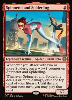 1x Spinneret and Spiderling - Foil MTG Marvel's Spider-Man NM Magic Foil - Image 1