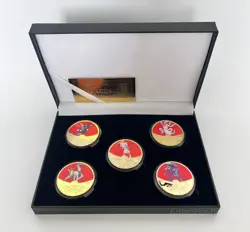 Pokemon 5 Piece Gold Coin Collection Pokemon Card Collectors Gift Rare Coins - Image 1