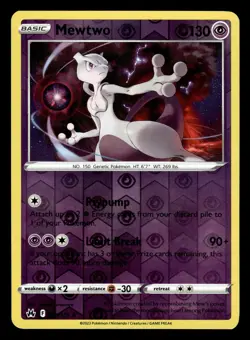 Mewtwo 059/159 Reverse Holo Rare Crown Zenith Pokemon Card - Image 1