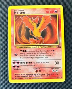 Pokemon TCG Moltres Fossil Card 27/62 Regular Non-Holo Unlimited Rare LP - Image 1