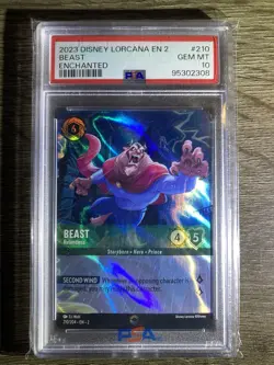 Lorcana Beast Relentless (Enchanted), Holofoil Card Rise Of The Floodborn PSA 10 - Image 1