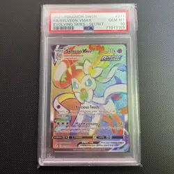PSA 10 Sylveon Vmax 211/203 Evolving Skies Rainbow Rare Graded Pokemon Card (42) - Image 1