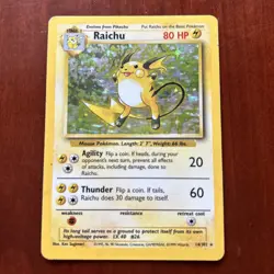 Pokemon TCG Raichu Base 15/102 Rare Unlimited Holo Vintage WOTC Game Card Set - Image 1